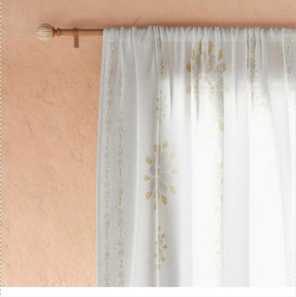 2 Opalhouse Amber Medallion Sheer Curtain Panel Off White 95" - Picture 2 of 3